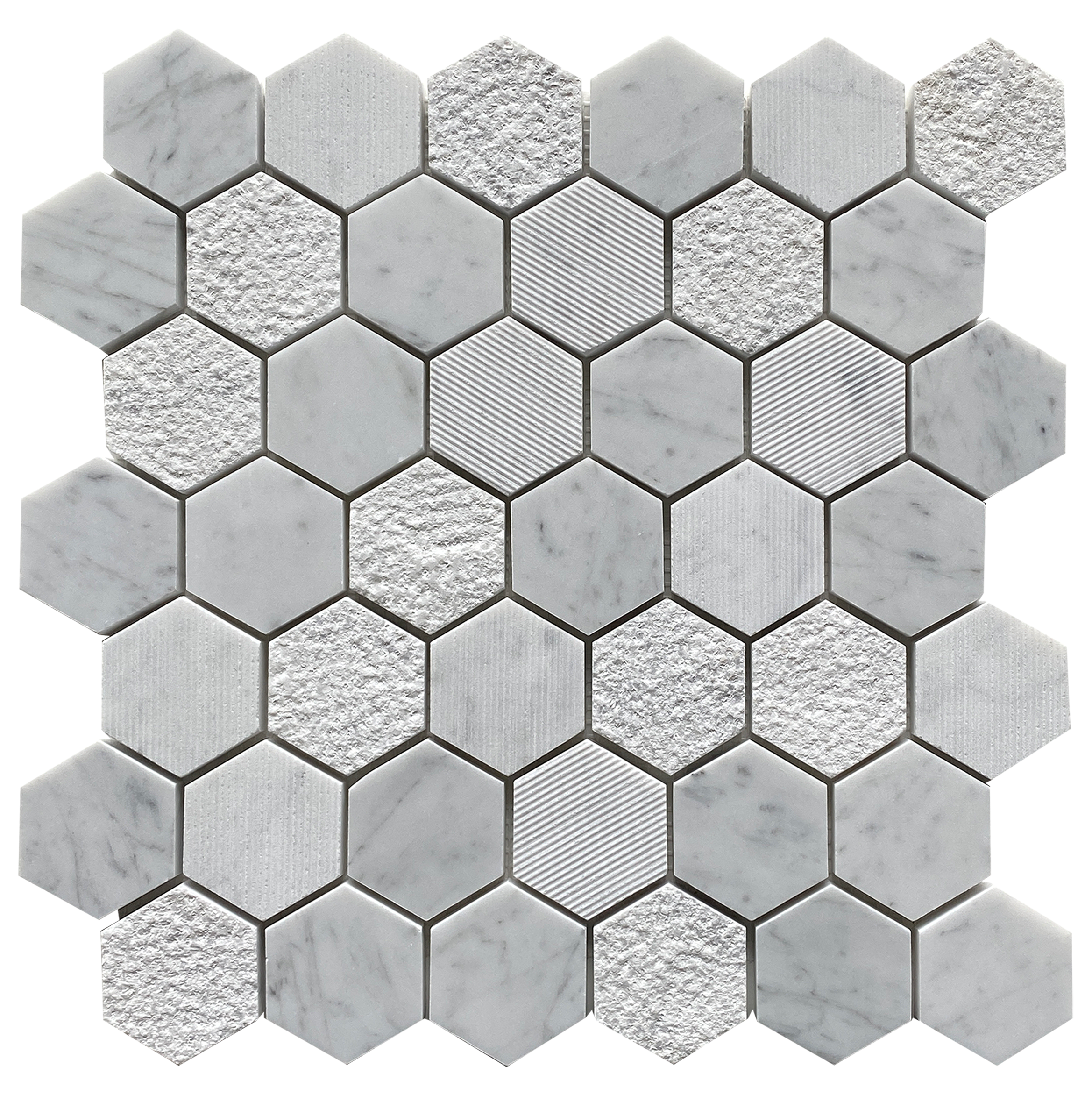 Carrara Super White 2" Hexagon Mosaic Matte